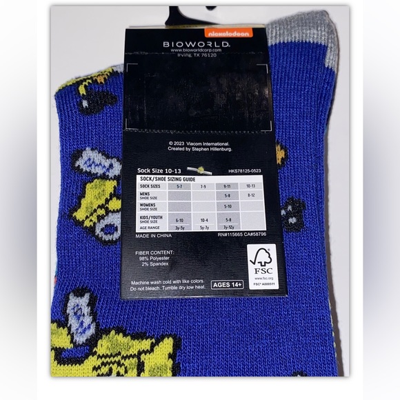 SpongeBob Crew Socks 2 Pair Men 8-12 Green Blue Nickelodeon Square Pants NEW! - Picture 5 of 12